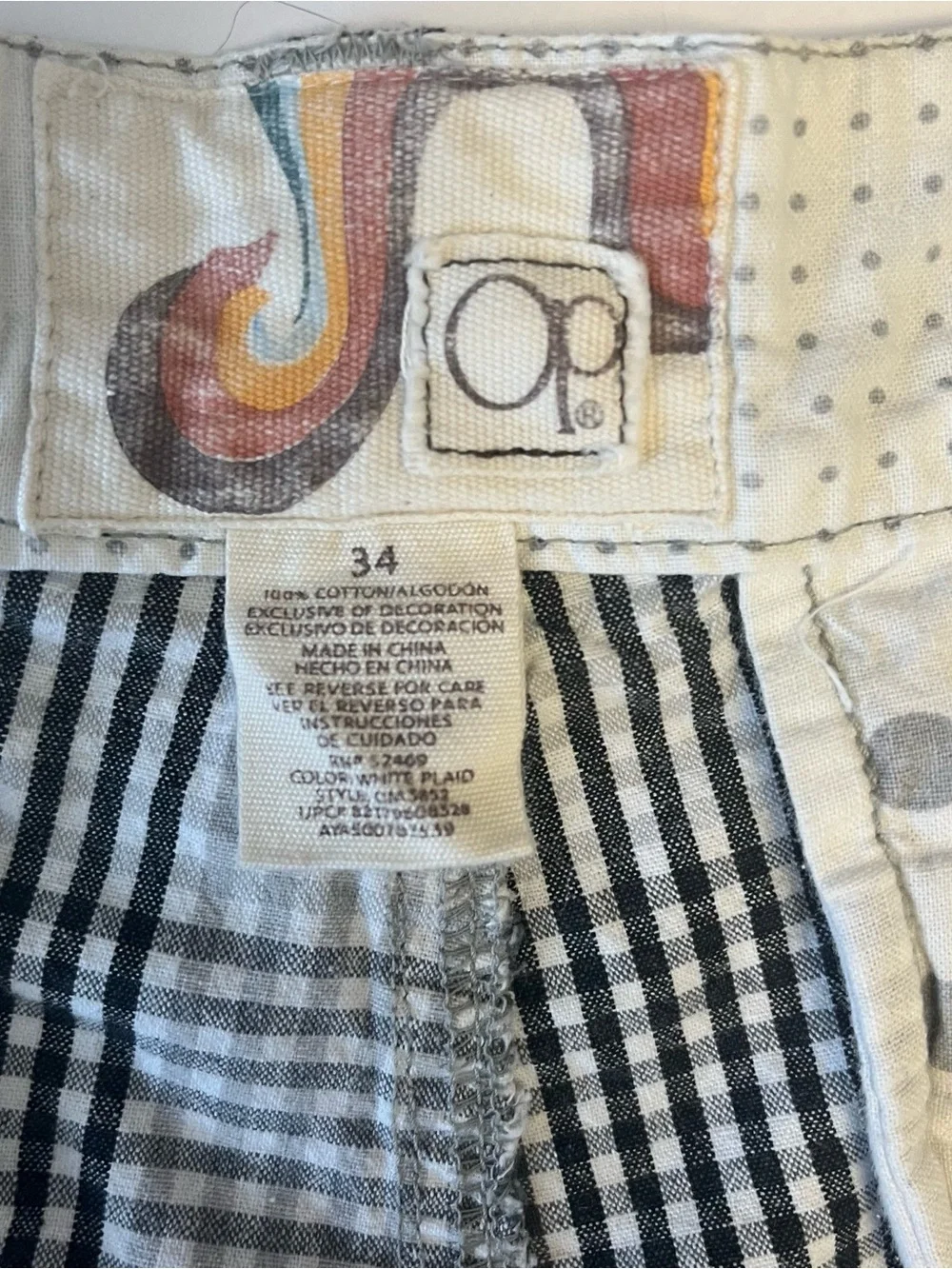 Mens Shorts Size 34 Vintage OP Ocean Pacific White Black Gray